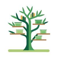 Stylish tree-shaped bookshelf vector
