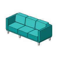 Modular sofa piece with square cushions vector