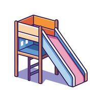 Bunk bed with slide and clean outline vector