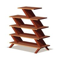 Stylish standing bookshelf featuring zigzag details vector