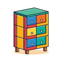 Whimsical dresser with fun drawer shapes vector