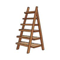 Rustic ladder shelf with wood finish vector