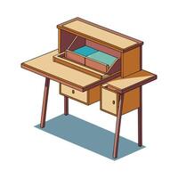 Chic folding desk featuring hidden compartments vector
