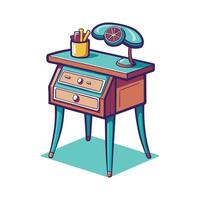 Retro-style telephone table with clean design vector