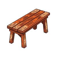 Rustic wooden dining bench with natural grain texture vector