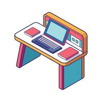 Laptop shaped desk with smooth design vector