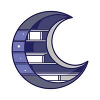 Crescent moon shaped bookshelf concept vector