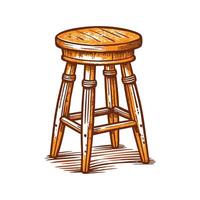 Creative rustic bar stool with carved details vector