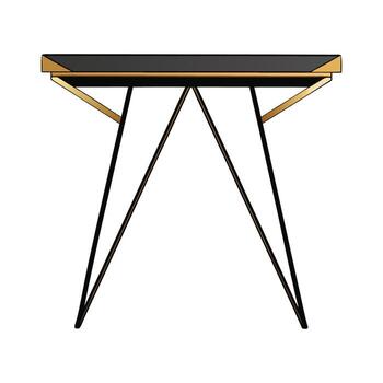 elegante consola mesa presentando metal y angular piernas vector