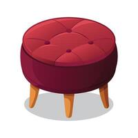 Stylish circular ottoman with deep maroon tuft vector