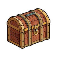 Stylish rustic trunk with leather strap details vector