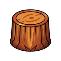Natural log stool with bark texture vector