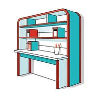 Creative wall desk with built-in storage features vector