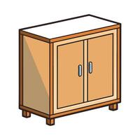 Stylish small storage cabinet with sliding doors vector