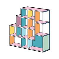 Creative shelving unit with asymmetrical compartments vector