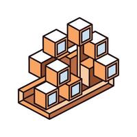 Creative wall shelf with geometric floating design vector
