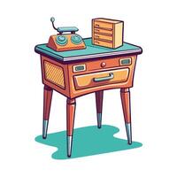 Creative telephone table with retro design vector