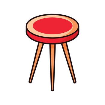 Small round side table with glossy red top vector