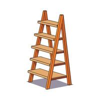 Stylish compact ladder bookshelf featuring four tiers vector