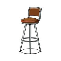 Stylish bar stool with leather seat vector