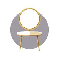 Creative compact vanity table with circular mirror vector