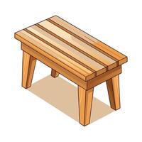 Small wooden bench with smooth top vector
