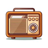 Stylish retro radio with wooden elements vector