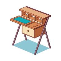 Stylish folding desk with hidden storage compartments vector