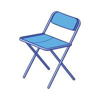 Lightweight folding chair with blue plastic seat vector