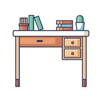 Wooden desk with integrated shelf design vector