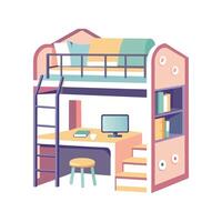 Creative bunk bed design with study desk vector