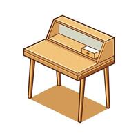Stylish compact writing desk with corkboard back vector