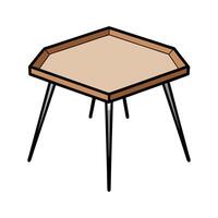 Hexagonal coffee table with clean outlines vector