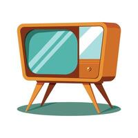 Retro TV stand with sliding glass door vector