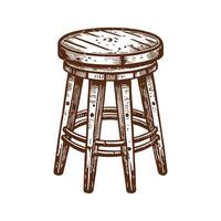 Stylish wooden bar stool with carved accent vector