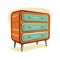 Vintage-inspired chest of drawers with rounded edges vector