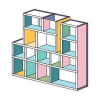 Stylish asymmetrical shelving unit design vector