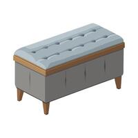 Creative storage bench with tufted lid design vector