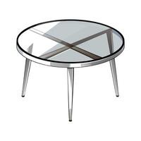 Chic coffee table featuring circular glass top vector