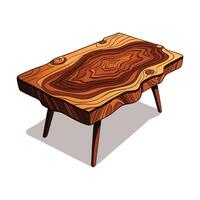 Rustic wooden coffee table with live edge design vector