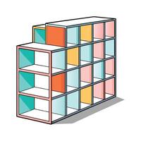 Chic modular shelving unit featuring asymmetrical design vector