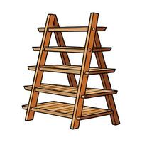 Stylish rustic ladder shelf with wood details vector