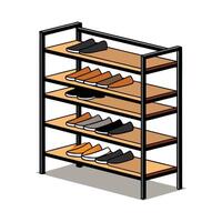 Minimalist shoe rack with open shelves vector