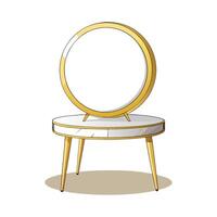 Stylish compact vanity table with a large mirror vector