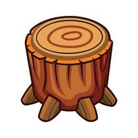Creative log stool with natural bark look vector