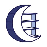 Chic crescent moon bookshelf design vector