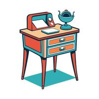 Chic telephone table featuring retro style vector