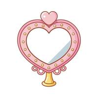 Heart shaped frame vanity mirror design vector