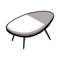 Unique coffee table with teardrop-shaped top vector