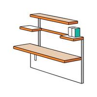 Wall mounted desk with floating shelves vector